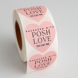 100-Pack Custom Heart Stickers Packaged with Posh Love w/your  Poshmark name